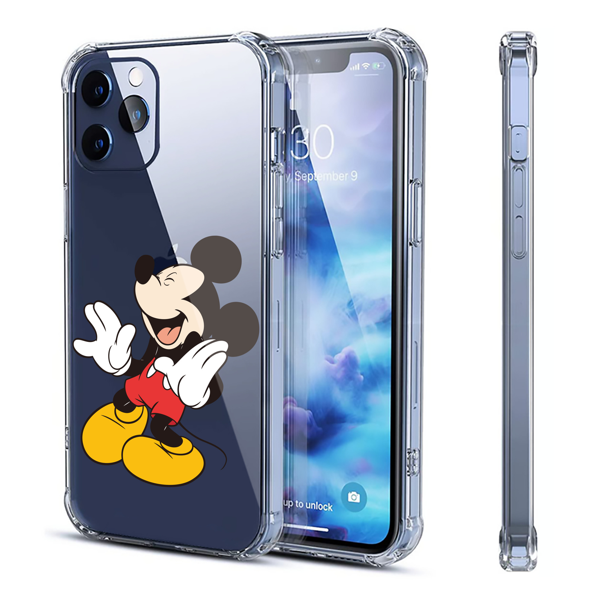 （画像用） ミッキーマウス Mickey Mouse 【iPhone 12シリーズ対応】透明スマホケース（クリアソフトケース）